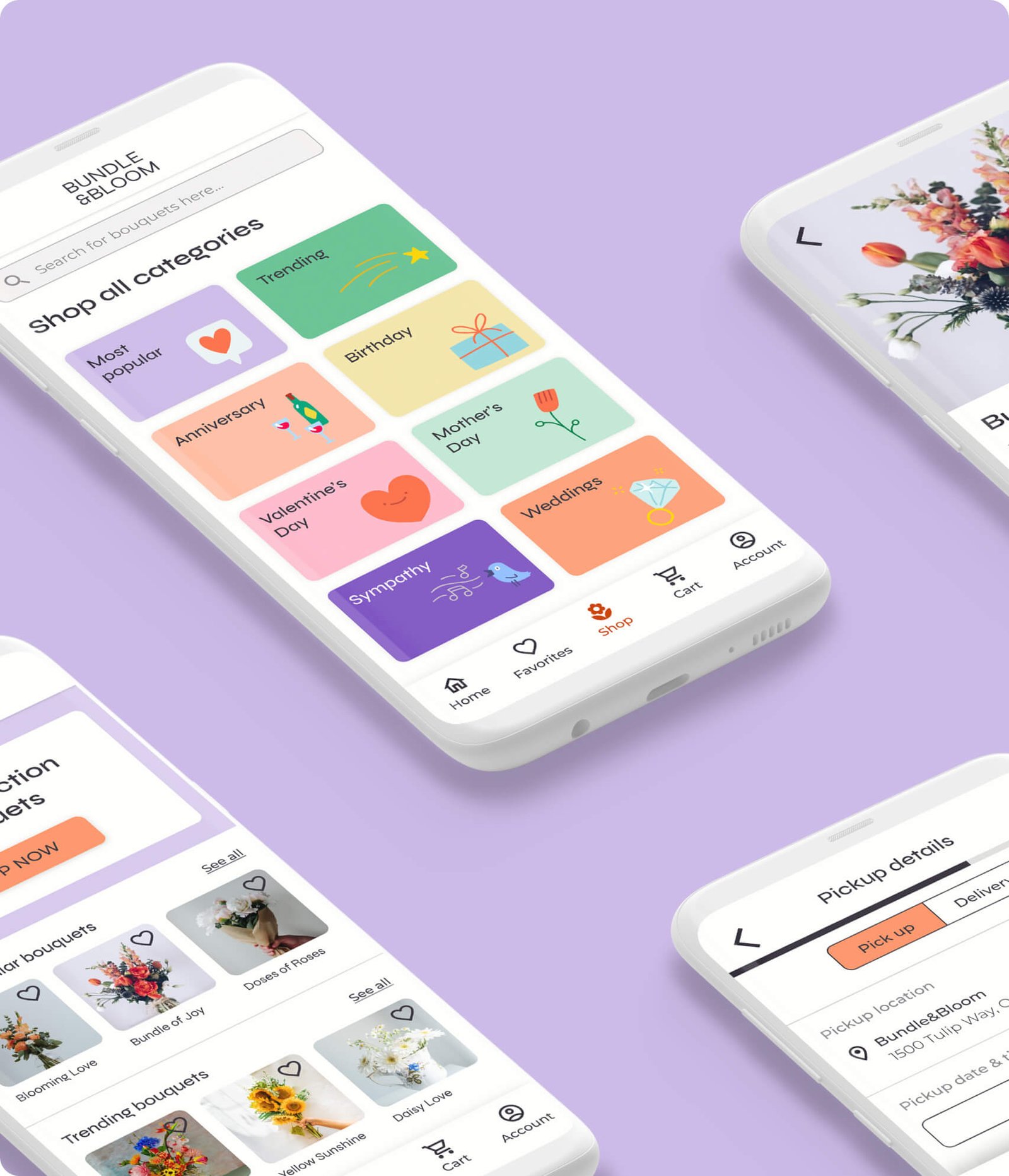 Bumble and Bloom is a flower bouquet ordering app that allows users to easily choose and order flower bouquets